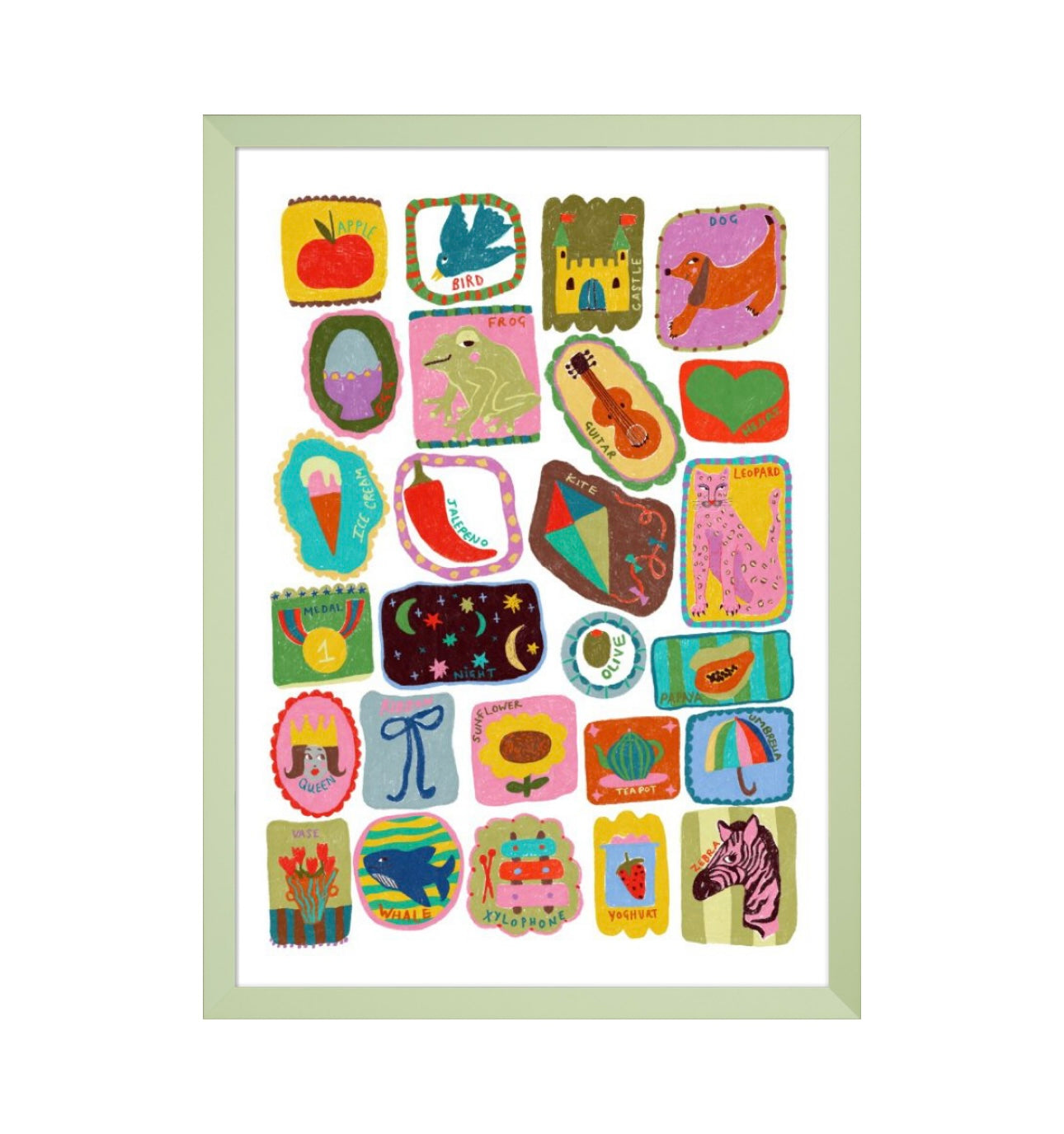 A-Z Illustrated Art Print